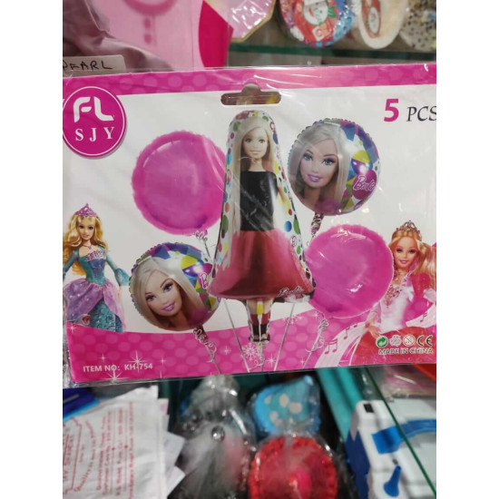 Barbie doll Princess Theme Foil Balloon set of 5