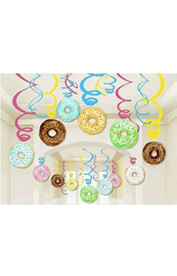 Doughnut Theme Decoration Swirls Hanging - 12Pcs
