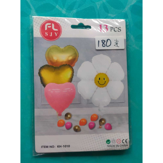 Flower foil balloon set of 13pc