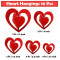 3D Love Heart Shape Hanging Strip Decoration Kit Red Pack of 16 Pcs