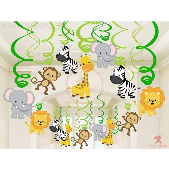 Jungle Theme Decoration Swirls Hanging - 12Pcs