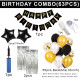 Happy Birthday Decoration Items Birthday Decoration Metallic Balloons kit (63 Pcs Combo, Black, White, Golden)