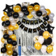 Happy Birthday Decoration Items Birthday Decoration Metallic Balloons kit (63 Pcs Combo, Black, White, Golden)