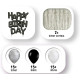 Happy Birthday Letters , Silver Curtains , Black white & Silver Theme Metallic Foil Balloons 60pc set